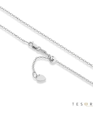 Lorenzo White Gold Adjustable Belcher Chain 50cm