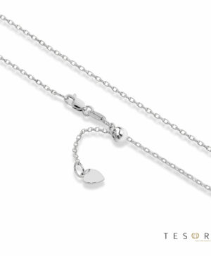 Lorenzo White Gold Adjustable Belcher Chain 47cm