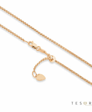Trezzo Rose Gold Adjustable Diamond Cut Wheat Chain, 50cm
