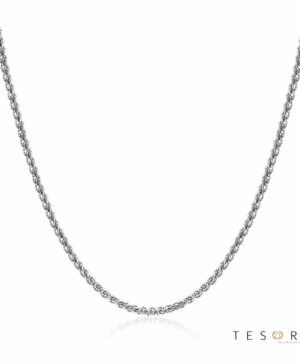 Mare White Gold Adjustable Diamond Cut Wheat Chain, 50cm