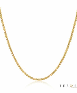 Forlì Yellow Gold Diamond Cut Wheat Link Chain 50cm