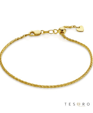 Penne Adjustable Yellow Gold 1.7mm Magic Wheat Link Bracelet