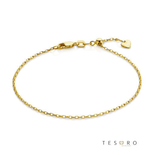 Abruzzo Adjustable Yellow Gold 1.3mm Oval Belcher Bracelet