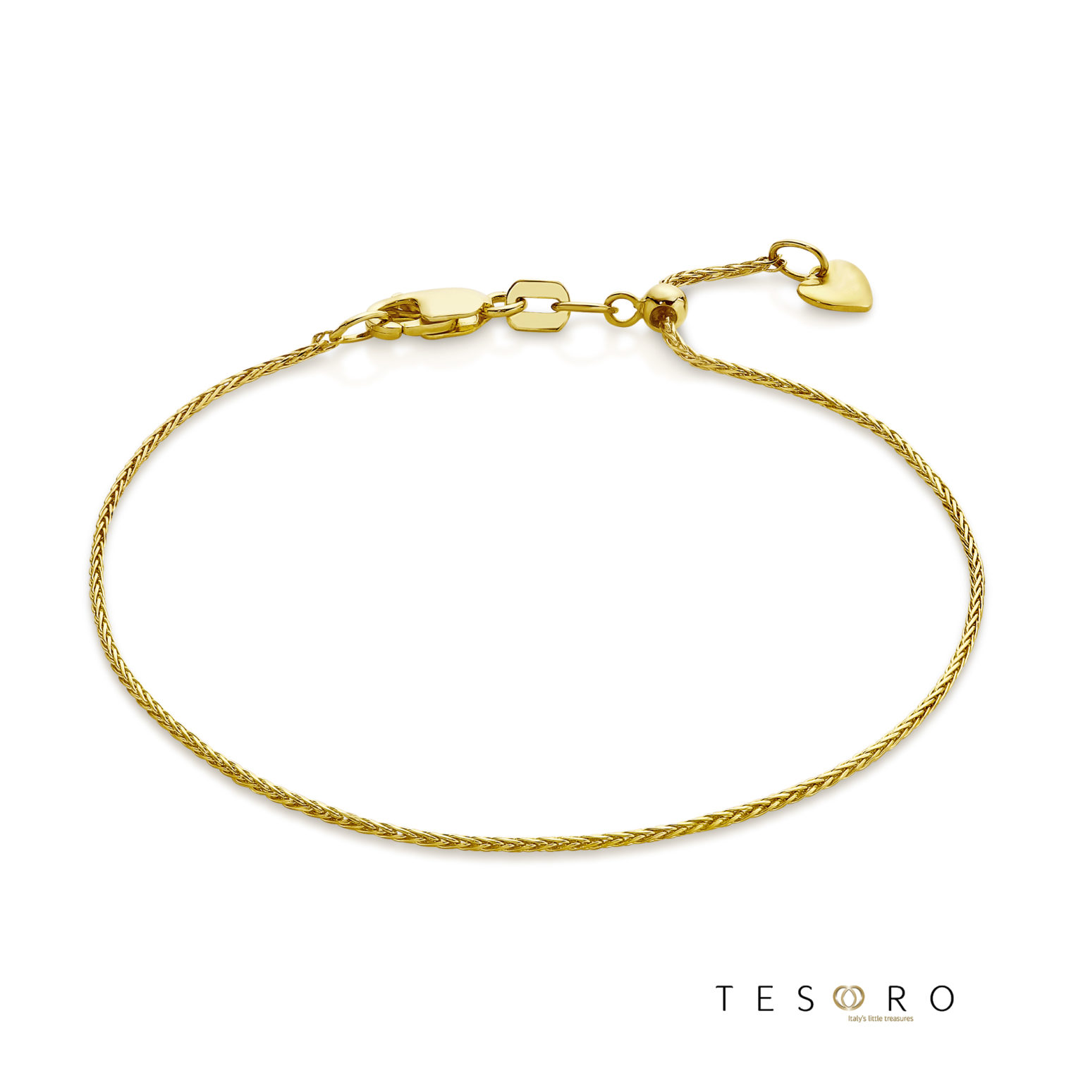 Scanno Adjustable Yellow Gold 1mm Magic Wheat Link Bracelet