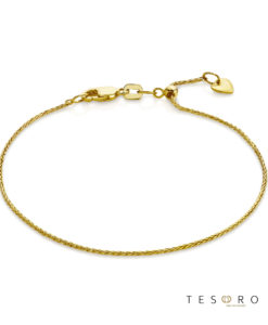 Scanno Adjustable Yellow Gold 1mm Magic Wheat Link Bracelet