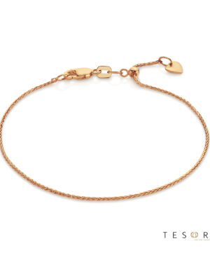 Scanno Adjustable Rose Gold 1mm Magic Wheat Link Bracelet