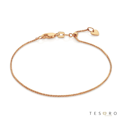 Scanno Adjustable Rose Gold 1mm Magic Wheat Link Bracelet