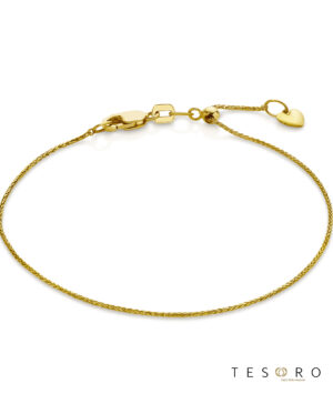 Sulmona Yellow Gold Adjustable 0.8mm Magic Wheat Link Bracelet