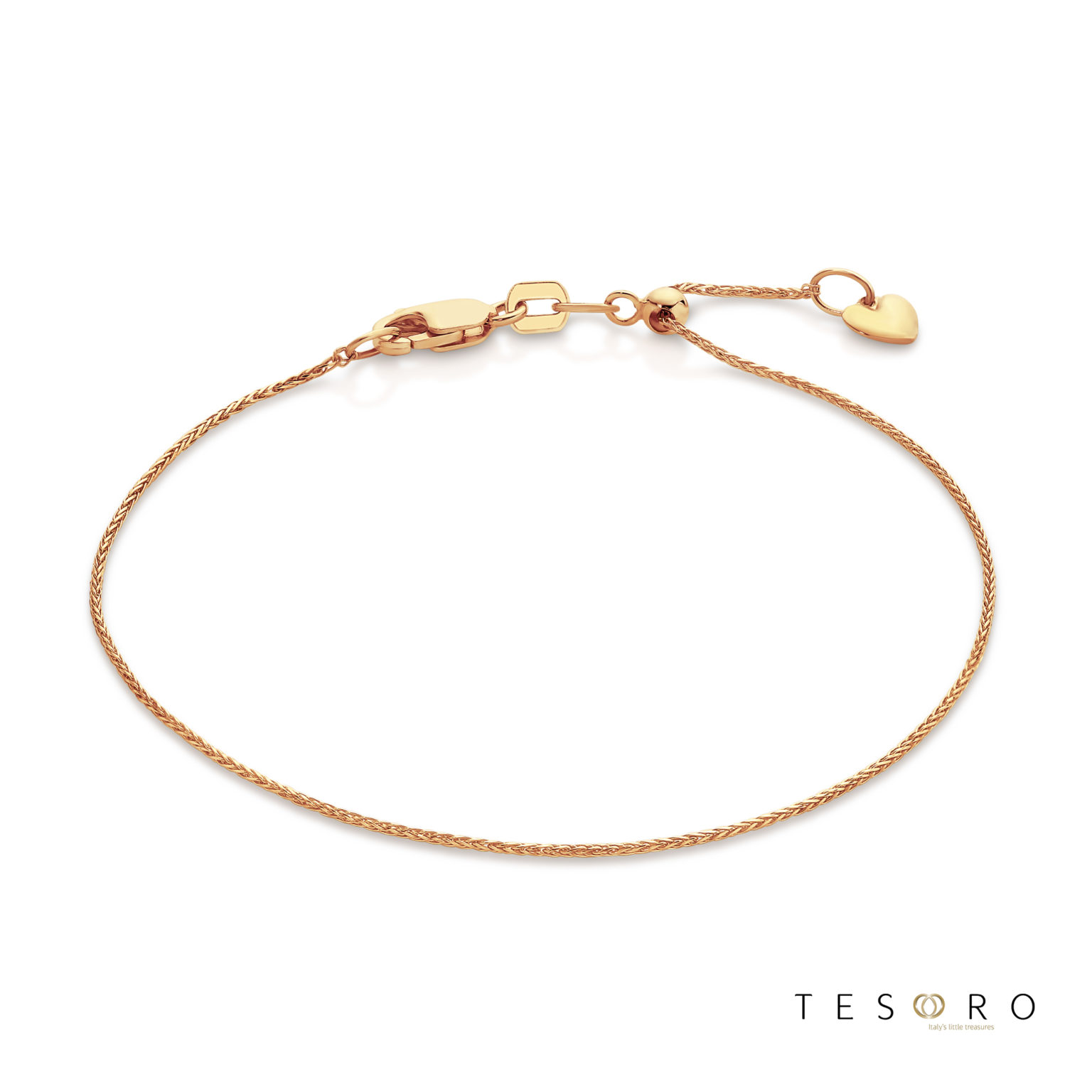 Rose Gold Adjustable 0.8mm Magic Wheat Link Bracelet