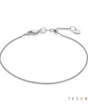 Sulmona White Gold Adjustable 0.8mm Magic Wheat Link Bracelet