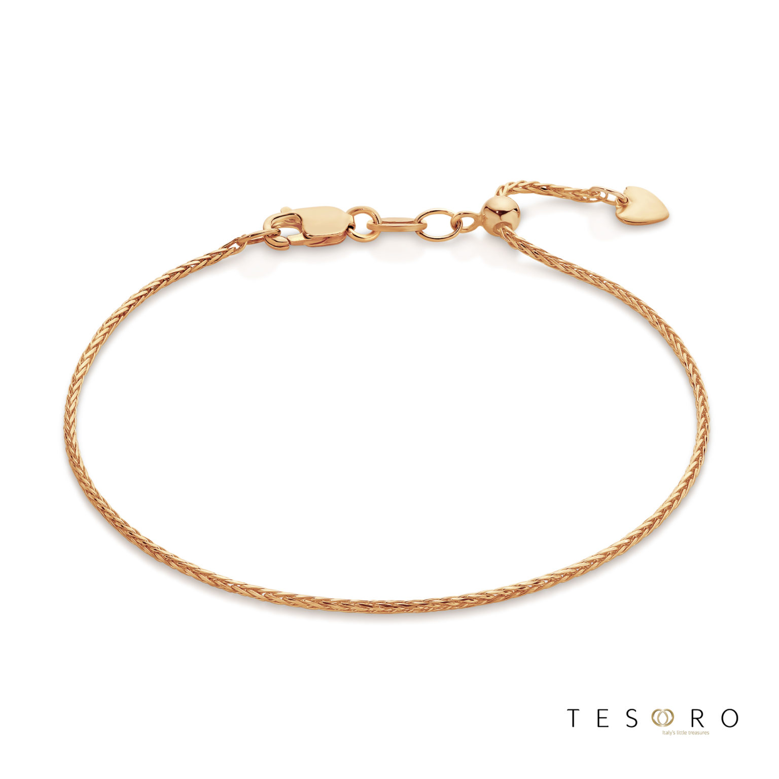Lanciano Rose Gold Adjustable 1.2mm Magic Wheat Link Bracelet