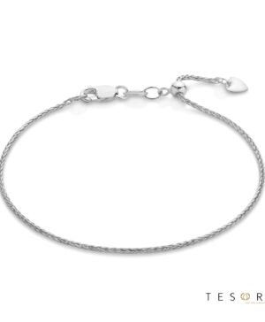 Lanciano White Gold Adjustable 1.2mm Magic Wheat Link Bracelet