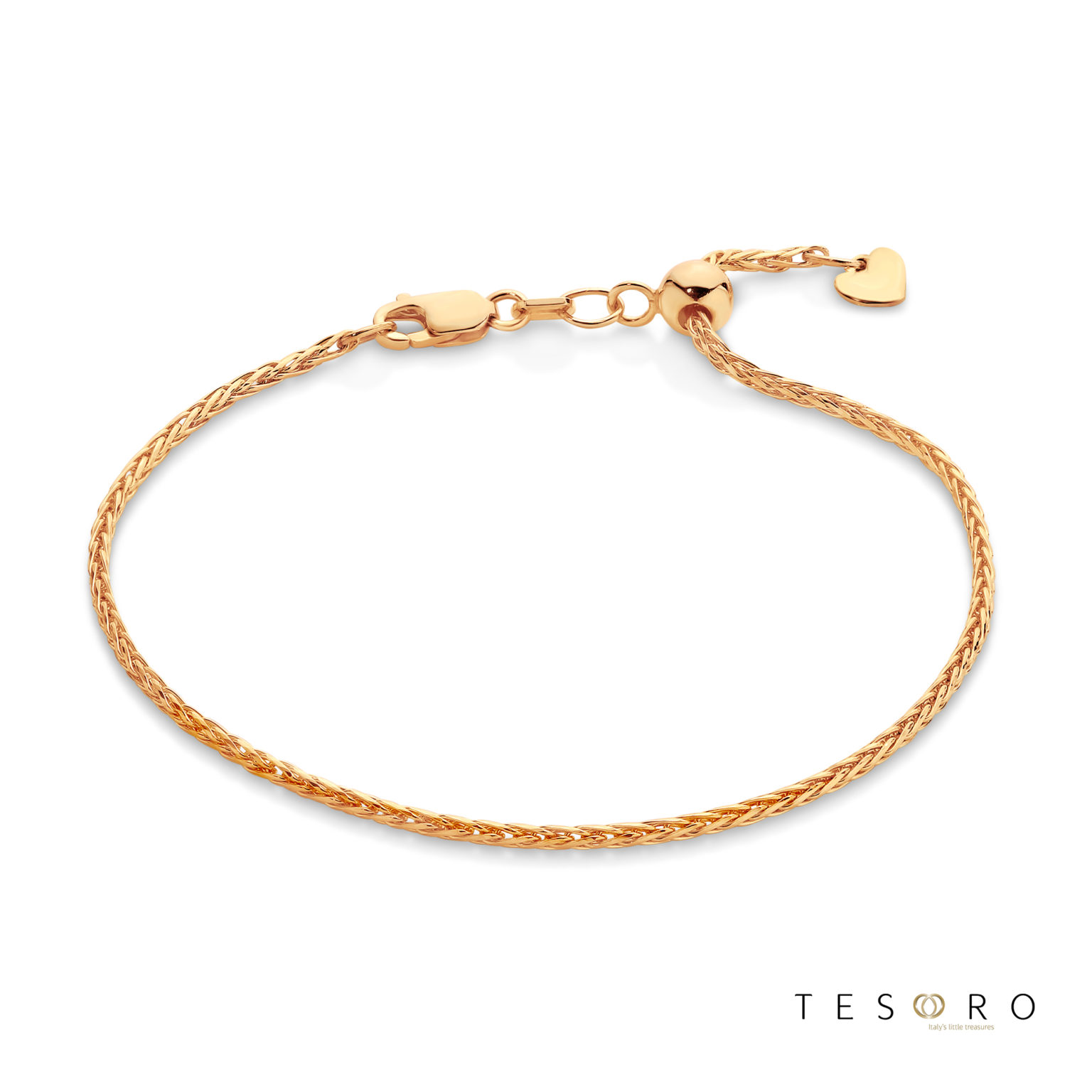 Penne Adjustable Rose Gold 1.7mm Magic Wheat Link Bracelet