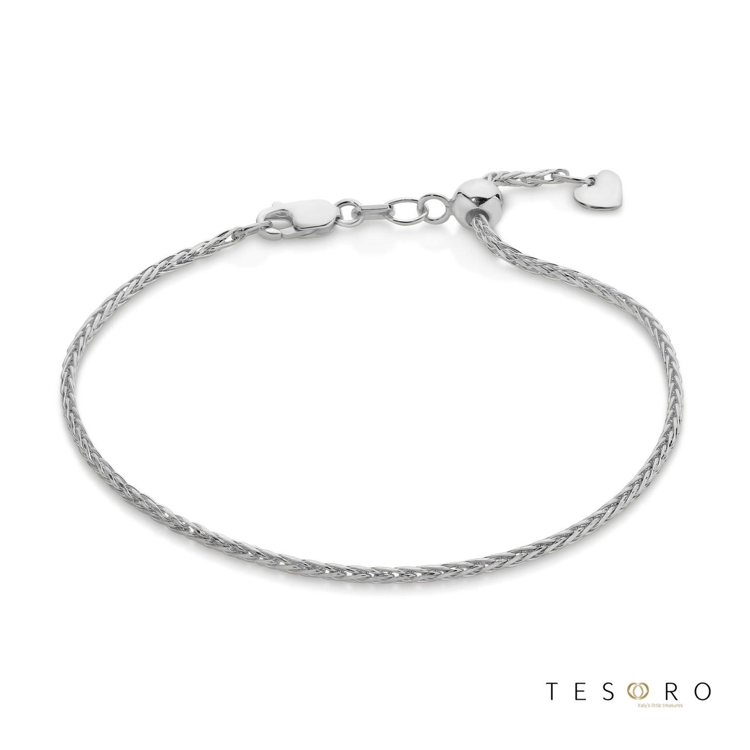 Penne Adjustable White Gold 1.7mm Magic Wheat Link Bracelet