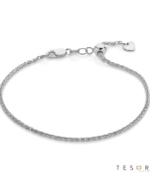 Penne Adjustable White Gold 1.7mm Magic Wheat Link Bracelet