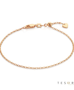 070-00002 Adjustable Rose Gold 1.3mm Oval Belcher Bracelet