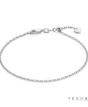 Abruzzo Adjustable White Gold 1.3mm Oval Belcher Bracelet