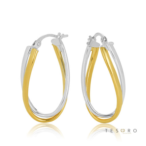 22OBC751-99 Urbino Yellow & White Gold Hoop Earrings