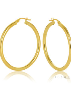 30OBC305-99 Celestine Yellow Gold Round 2.5m Hoop Earrings 30mm