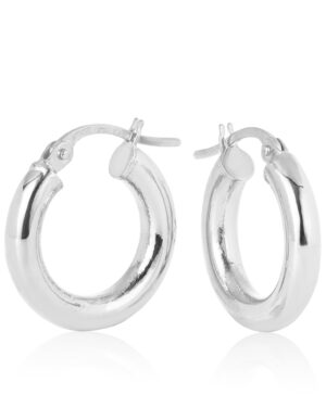 10OBC51-990 9W Aosta Plain 3mm Round Tube Hoop Earring 10mm Diameter