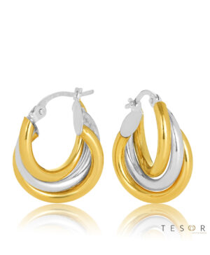 10OBC698-99 9YW Ariano Triple Tube 10mm Diameter Hoop Earring