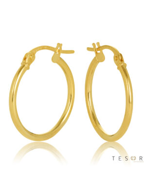 15OBC527-99 9Y Eboli 1.5mm Round Tube Hoop Earring 15mm Diameter