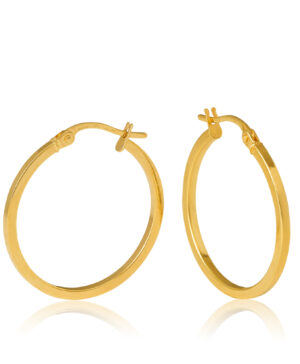 20OBC457-99 - 375/- 20OBC457-99 9Y Salerno Square Tube 20mm Diameter Gold Hoop Earring Hoop Earring
