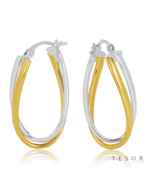 22OBC751-99 9YW Urbino Oval Profile Double Tube Hoop Earrings