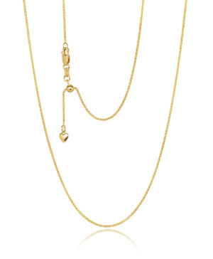 25SPID12MF37 9Y Liguria 1mm Round Diamond Cut Magic Wheat Link Adjustable Chain, 50cm