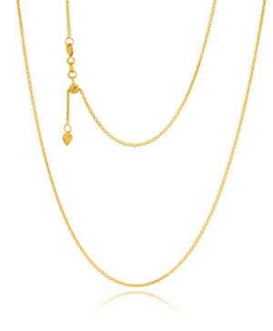 040RSDMF49 9Y Diamond Cut 40 Gauge Adjustable Rolo Chain 1.50mm, 50cm.