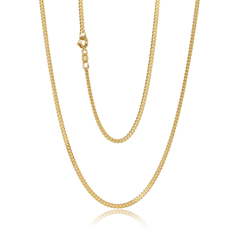 GVJ 61KD gold curb chain on a white background