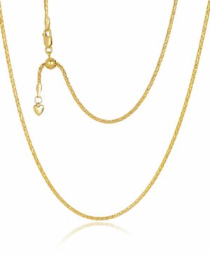 ADJ129.9CH 9Y Mare 1.7mm Round Diamond Cut Magic Wheat Link Adjustable Chain