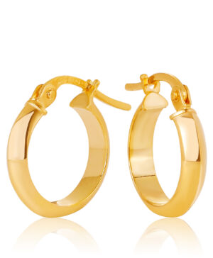 10OBC007-99 9Y Knife Edge Gold Hoop Earrings 10mm