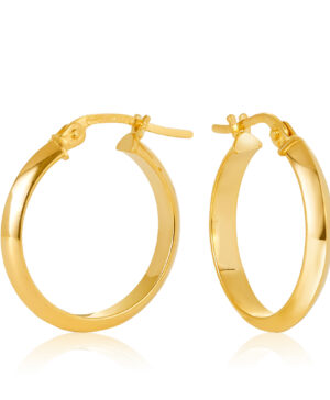 15OBC007-99 9Y Knife Edge Gold Hoop Earrings 15mm