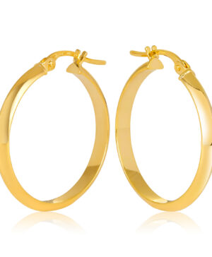 20OBC007-99 9Y Knife Edge Gold Hoop Earrings 20mm