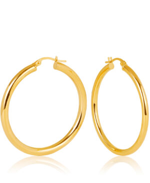 30OBC51-99 9Y Aosta 3mm Round Plain Tube Hoop Earring 30mm Diameter