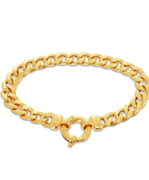 9Y 250HVI029-1070 Oval Flattened Hollow Grumetta Curb Link Bracelet 8.5m, 19cm.
