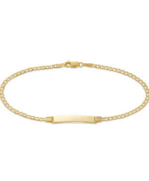 60BPK389-4 9Y Super Flat 2mm Diamond Cut Curb Link ID Bracelet