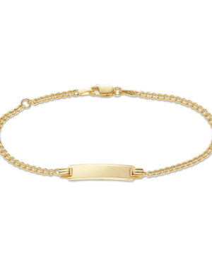 60BPK548-4 9Y Diamond Cut Concave Curb Link ID Bracelet 16cm