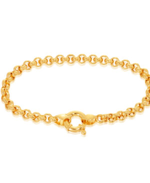 9Y HVR006-1072 Classic Italian Hollow Round Plain Belcher Bracelet, 19cm.