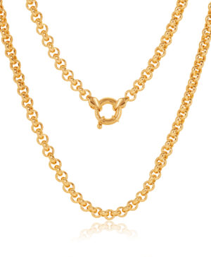 9Y HVR006-1072 Classic Italian Hollow Round Plain Belcher Necklace, 50cm.