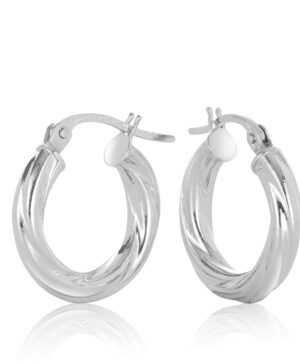 10OBC092-9900 9W Twist 3mm Tube Hoop Earring, 10mm Diameter.