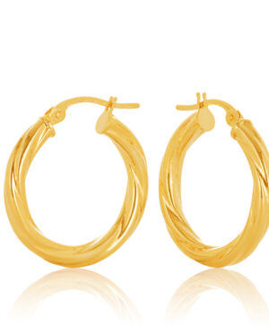 15OBC092-99 9Y Twist 2.50mm Tube Hoop Earring, 15mm Diameter.