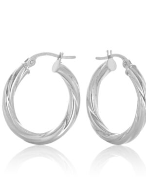 15OBC092-9900 9W Twist 2.50mm Tube Hoop Earring, 15mm Diameter.