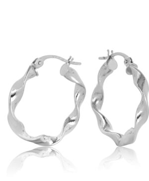 15OBC360-9900 9W Elongated Twist Hoop Earrings, 15mm Diameter