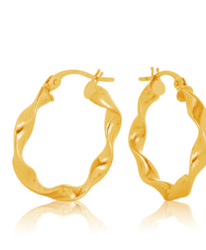 15OBC360-99 9Y Elongated Twist Hoop Earrings, 15mm Diameter