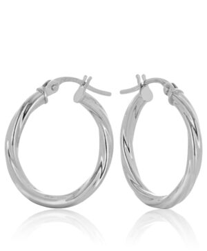 15OBC389-9900 9W Twist 2.5mm Tube Hoop Earring, 15mm Diameter