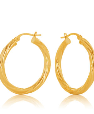 20OBC092-99 9Y Twist 2.50mm Tube Hoop Earring, 20mm Diameter.