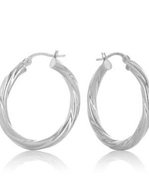 20OBC092-9900 9W Twist 3mm Tube Hoop Earring, 20mm Diameter.