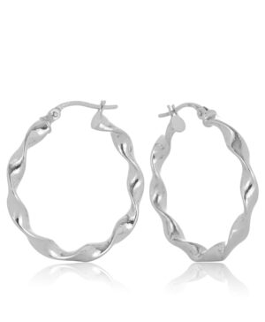 20OBC360-9900 9W Elongated Twist Hoop Earrings, 20mm Diamete